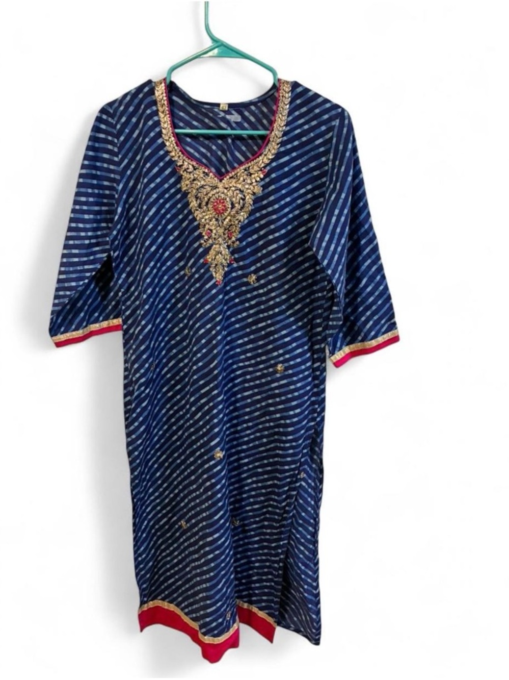 Navy Blue Embroidered Long Sleeve Women’s Kurta
